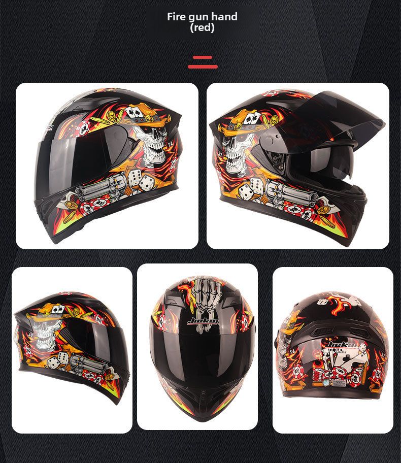 Doppellinsen-Motorradhelm Herren-Trailrunning-Helm Elektrischer Damen-Winter-Vollschutzhut-Integralhelm_voghion.com