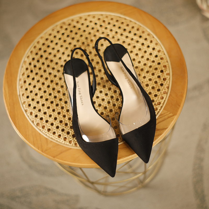 398-5 For Women's New Thin High Heel Pointed Shoes With Headband Splicing To Show Slim, Unique, Sexy Single_voghion.com