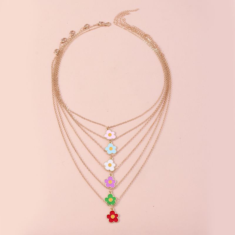 1 pz. Collana con sorriso smaltato adorabile per donne, collane con ciondolo a forma di fiore colorato, orecchini, ragazze, bambini, regali di compleanno_voghion.com