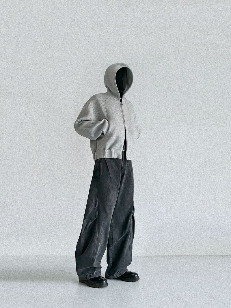 Felpa oversize con cappuccio da uomo - Pullover streetwear in cotone spesso con vestibilità squadrata e spalle cadenti_voghion.com