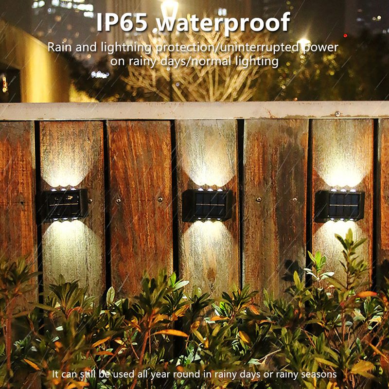 Luminária de parede solar 4/6/8/10 LEDs, iluminação para áreas externas, à prova d'água, para cima e para baixo, iluminação luminosa, para jardim e paisagem_voghion.com