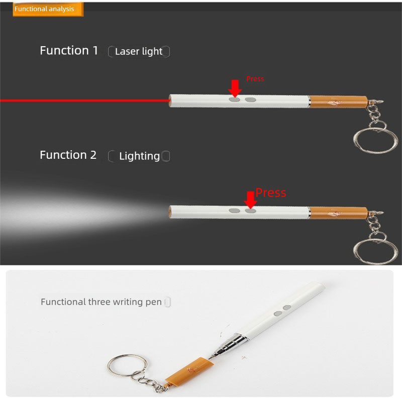 Torcia elettrica a LED a infrarossi multifunzione, scrivibile, versione a batteria, puntatore laser 3 in 1_voghion.com