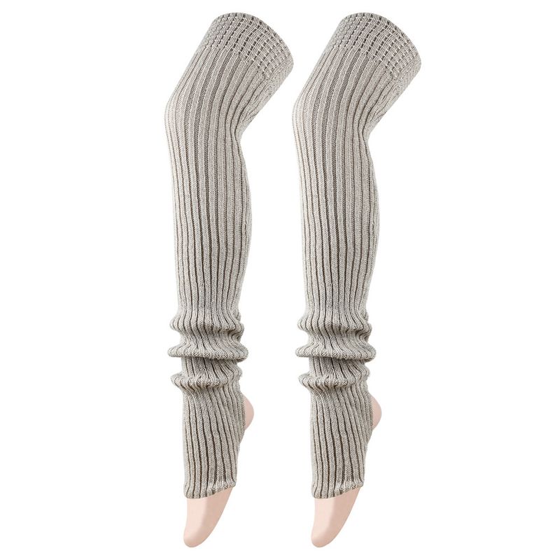 Unisex Verlängerte Woll-Beinstulpen (80 cm) Damen-Florsocken, gestrickte Woll-Beinstulpen, Ballett-Yoga-Fußwärmer_voghion.com