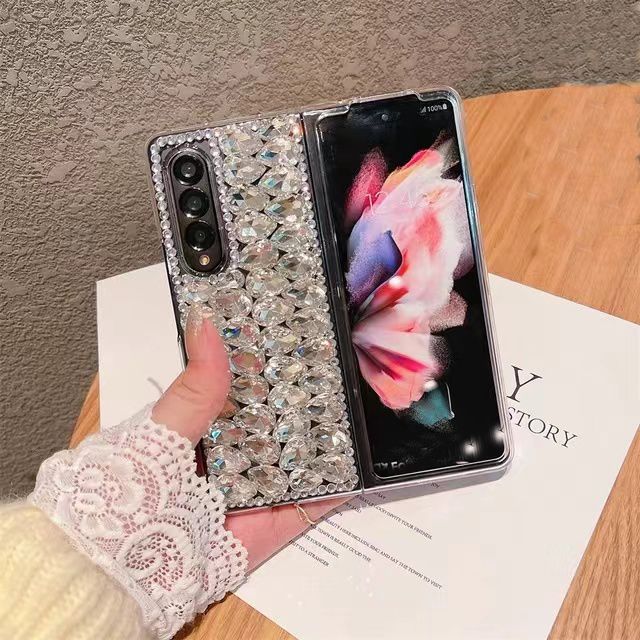 For Samsung Galaxy Z Fold 3 4 5 6 Luxury Cute Fashion Bling Rhinestone Diamond Phone Case Cover_voghion.com