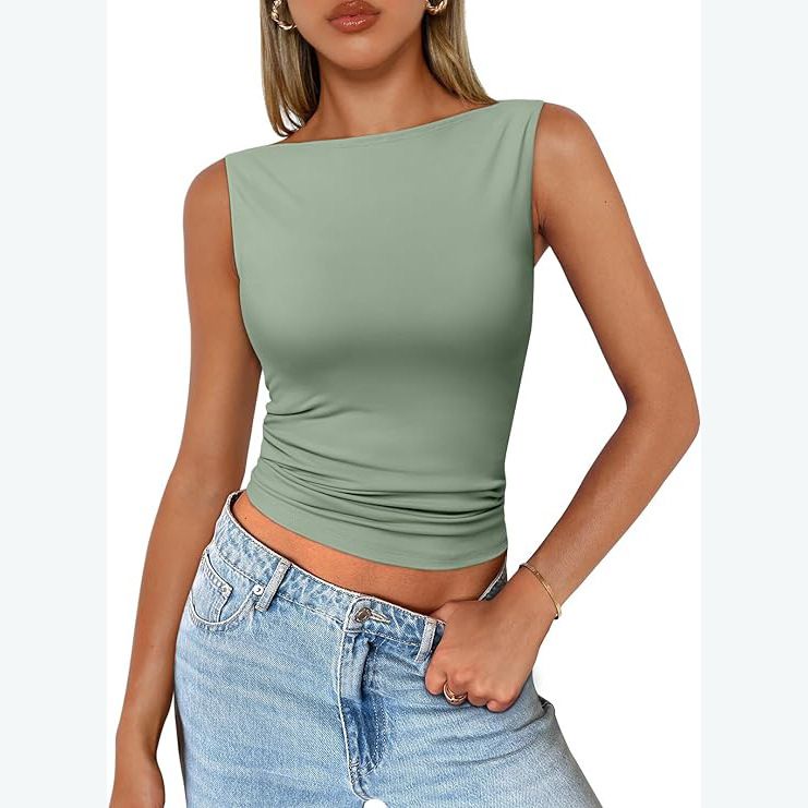 Vêtements pour femmes, pulls, bretelles, sans manches, vêtements d'extérieur, col carré, gilet, vêtements d'intérieur féminins, haut Dopamine_voghion.com