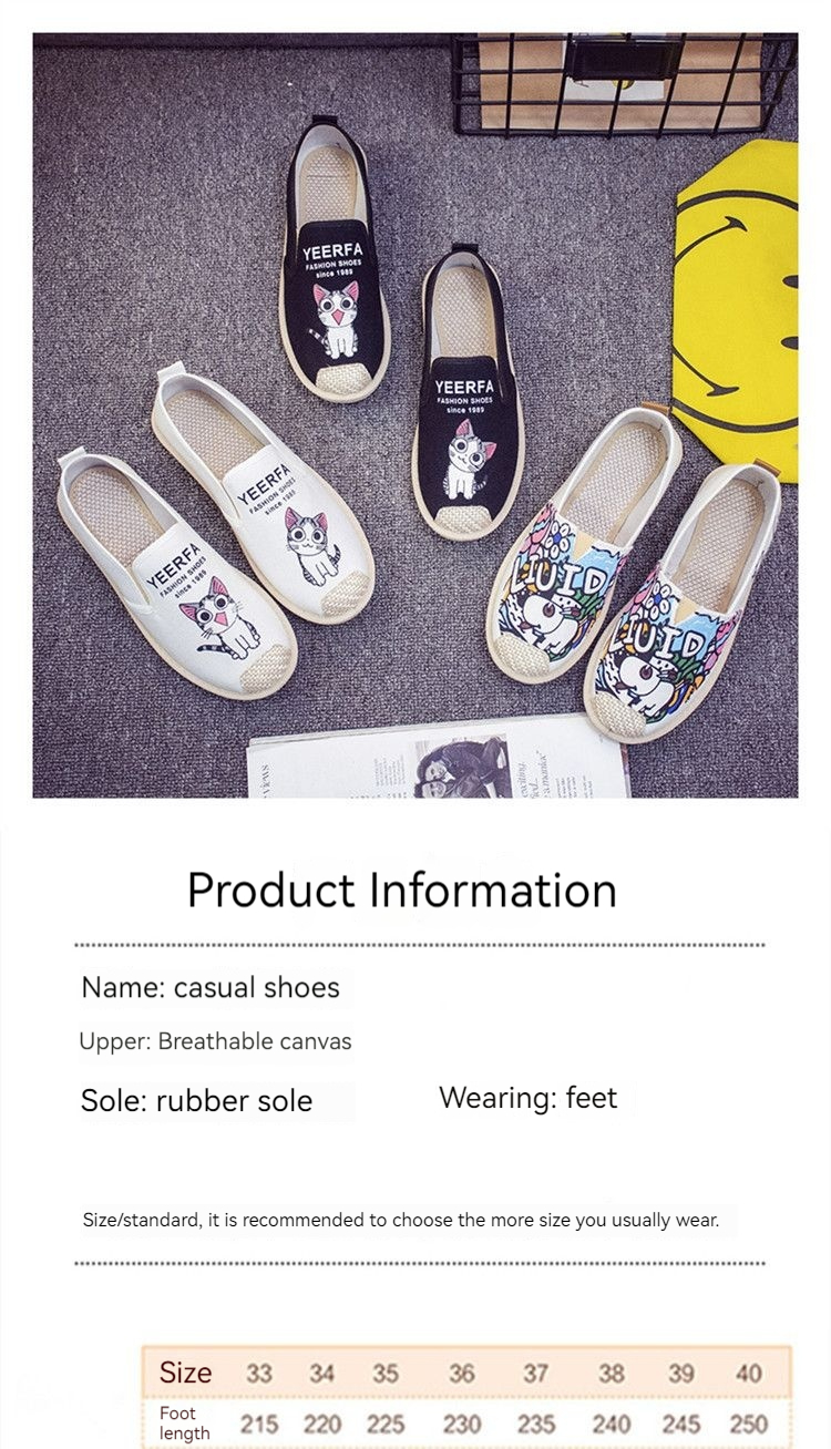 Primavera ed estate Vecchia stoffa di Pechino Studentessa Versione coreana Tela Traspirante Casual Bambini Calci Pigri Singoli_voghion.com