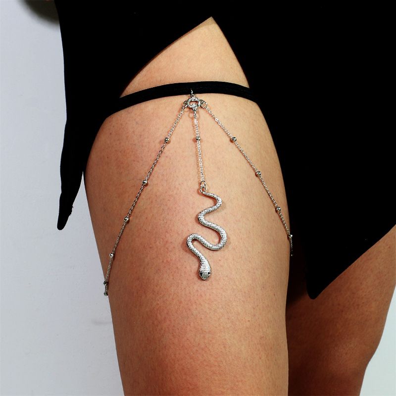 Sexy coscia elastica serpente gamba lunga per donna moda bohémien multistrato catena per il corpo gioielli_voghion.com