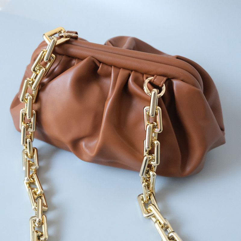 Fashion Internet Celebrity Style Gold Versatile Thick Cloud Handbag Shoulder Underarm Bag Chain Crossbody Strap_voghion.com