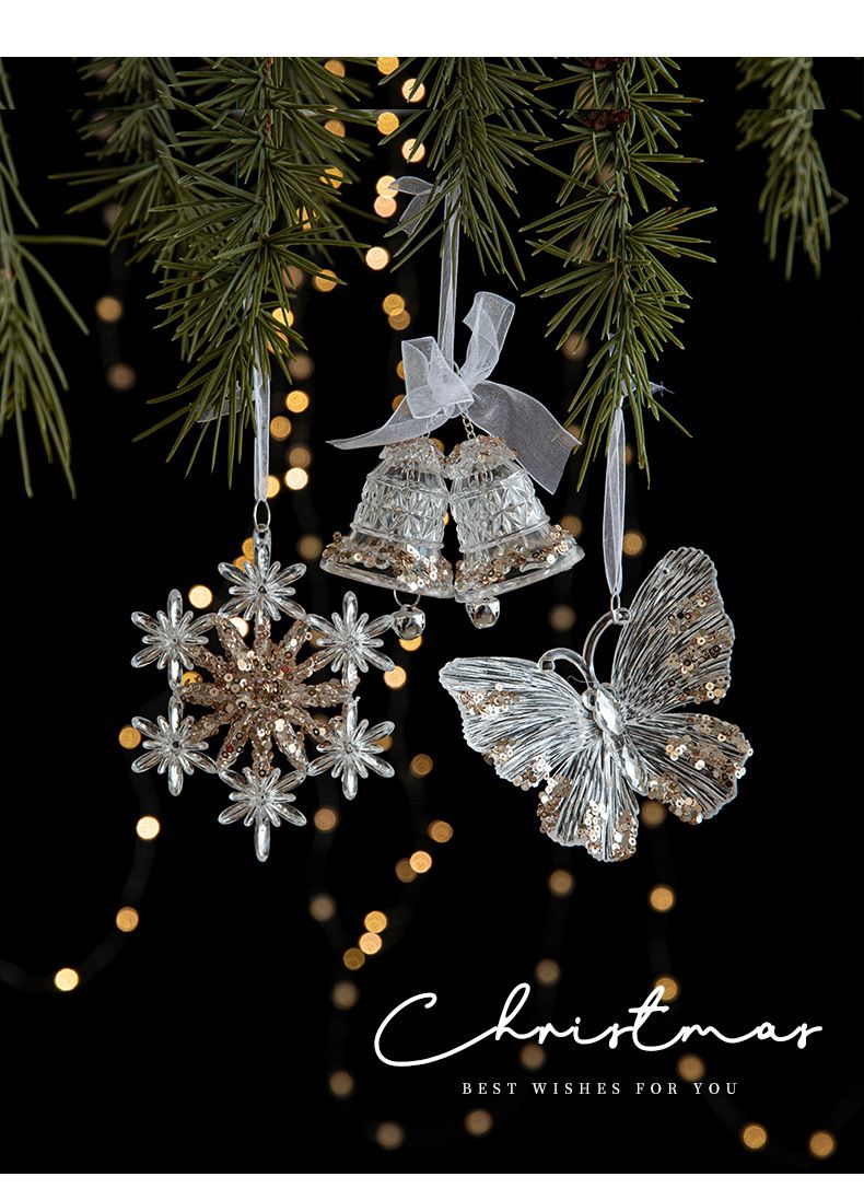 Paillettes decorative in acrilico trasparente fiocco di neve pendente albero di Natale scena decorazione oggetti di scena_voghion.com
