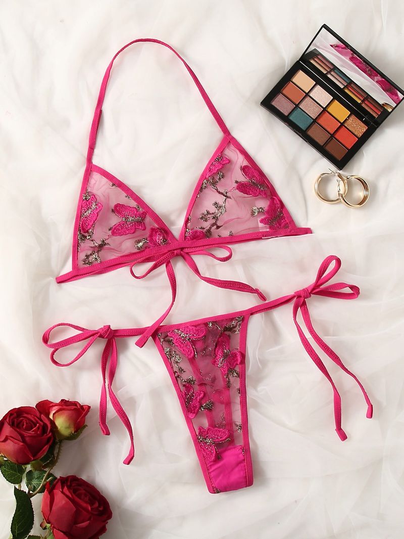 Sex Underwear Three-point Bra T-pants Three-dimensional Embroidered Women's Underwear Swimsuit_voghion.com