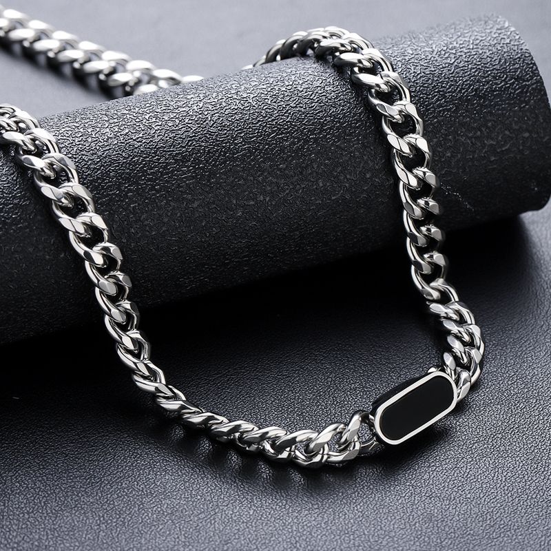 Ins Style Hip-Hop Edelstahl Nicht verblassendes High-End-Nischen-Sweatshirt Unisex Cuban Plain Chain_voghion.com