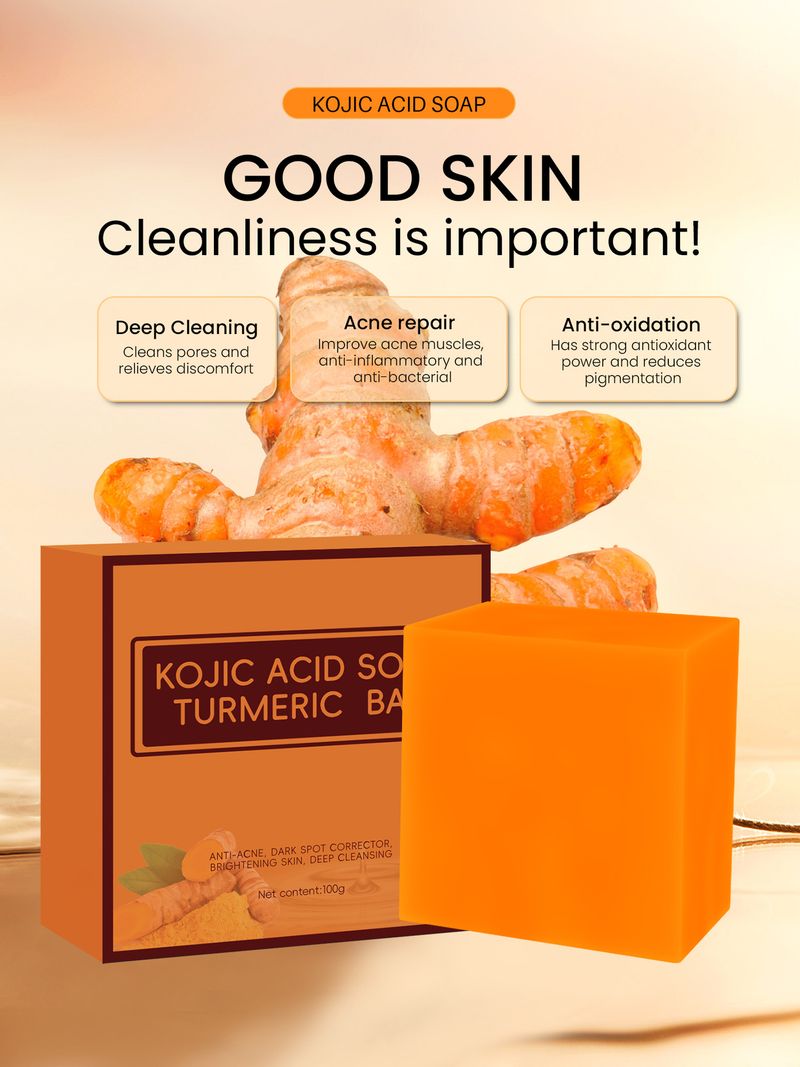 Kojic Kojic Turmeric Handmade Bath Cleaning Soap, Shower Face Soap_voghion.com