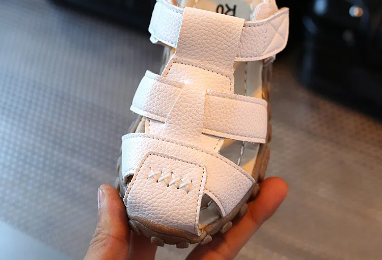 Summer Children Shoes Closed Toe Toddler Boys Leather Cut-outs Breathable Beach Sandalia Infantil Kids Sandals Comfort_voghion.com