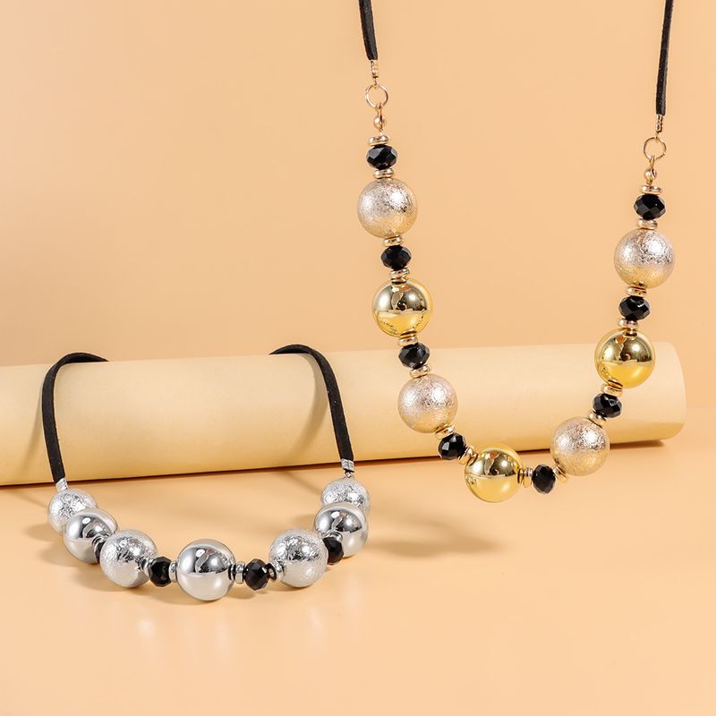 Collana di perline con temperamento di personalità Collana di perline corte e grandi con catena per clavicola Collana semplice_voghion.com