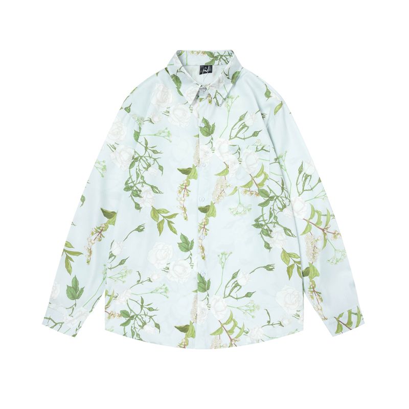 Giacca da coppia con camicia e giacca a maniche lunghe in stile vintage floreale in stile hawaiano tailandese per uomo e donna_voghion.com