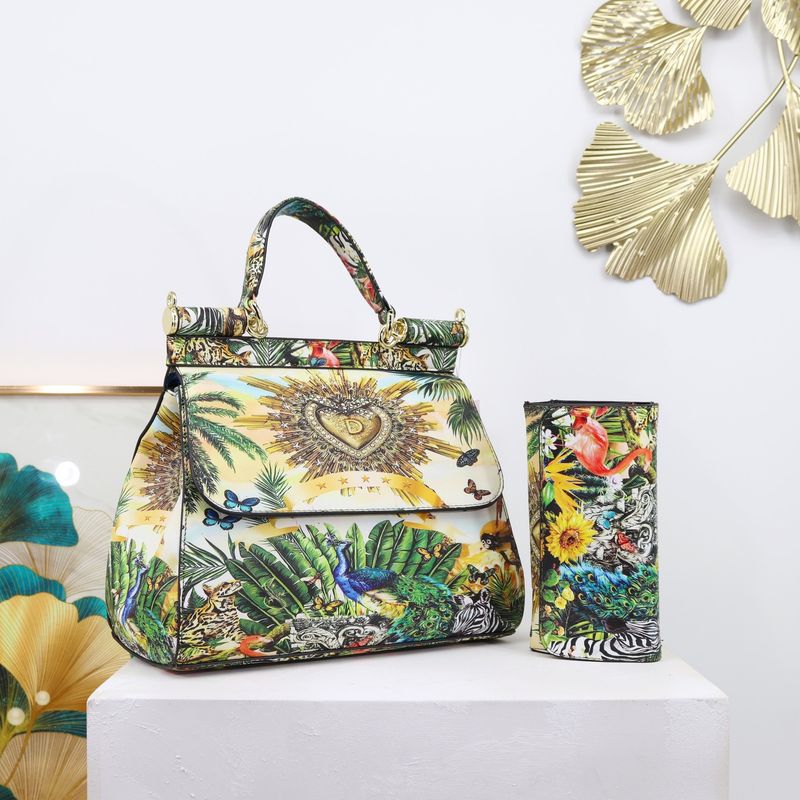 Elegante bolso tote de PU estampado para mujer: moderno bolso con estampado floral y animal, amplio interior, correa desmontable y múltiples bolsillos._voghion.com