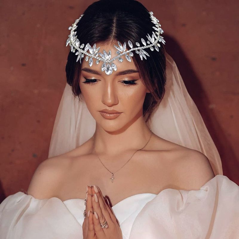 Νυφικό κολιέ Χειροποίητο νυφικό από στρας Αξεσουάρ μαλλιών Μαλακό κρεμαστό κόσμημα με κορδέλα_voghion.com