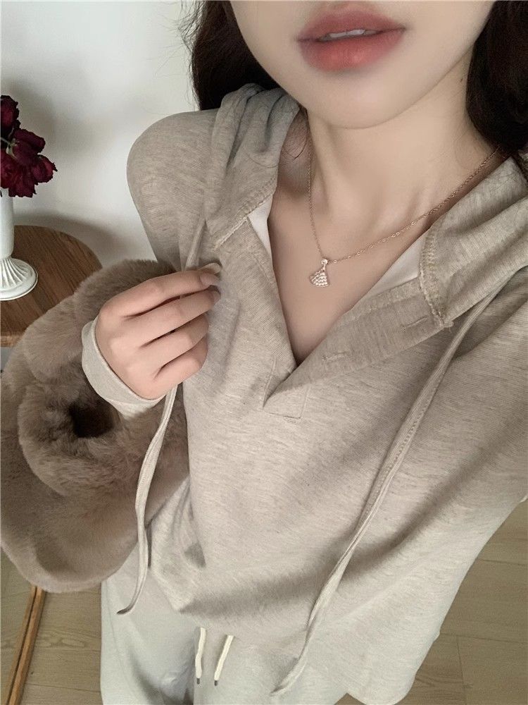 001 Casual Sports Suit For Women, Autumn New Loose Lazy Style, Youthful Fashionable Top And Wide-Leg Pants Two-Piece Set_voghion.com