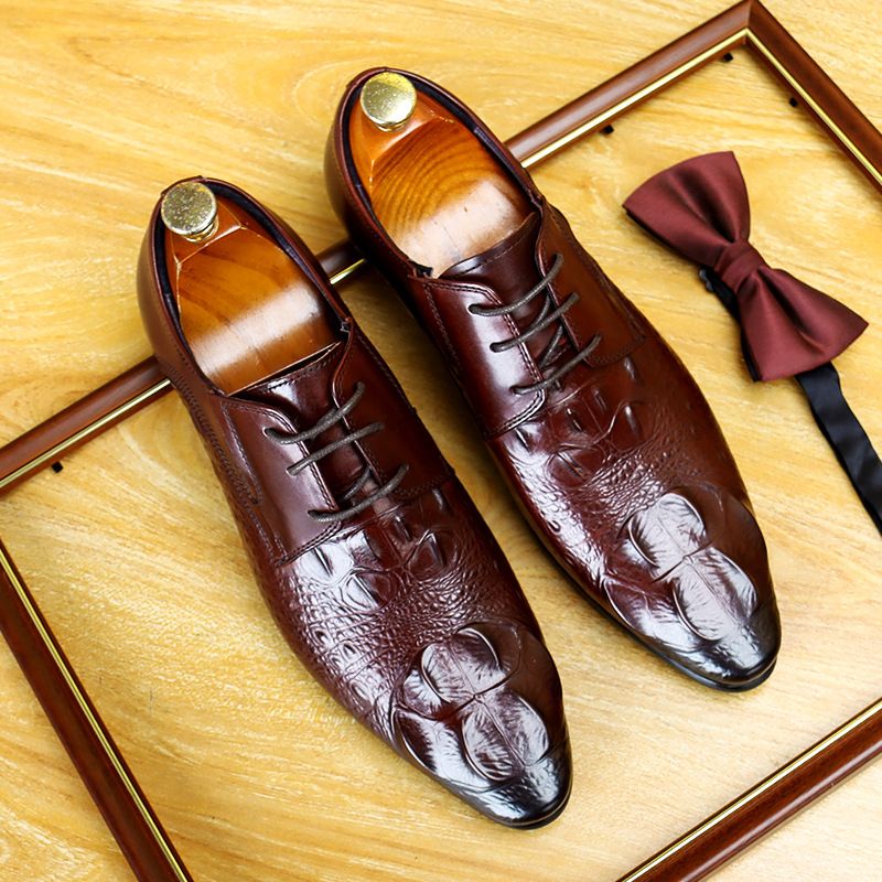 Regal Footwear Herrenschuhe im europäischen Stil mit Krokodilmuster, Leder, große Größe_voghion.com