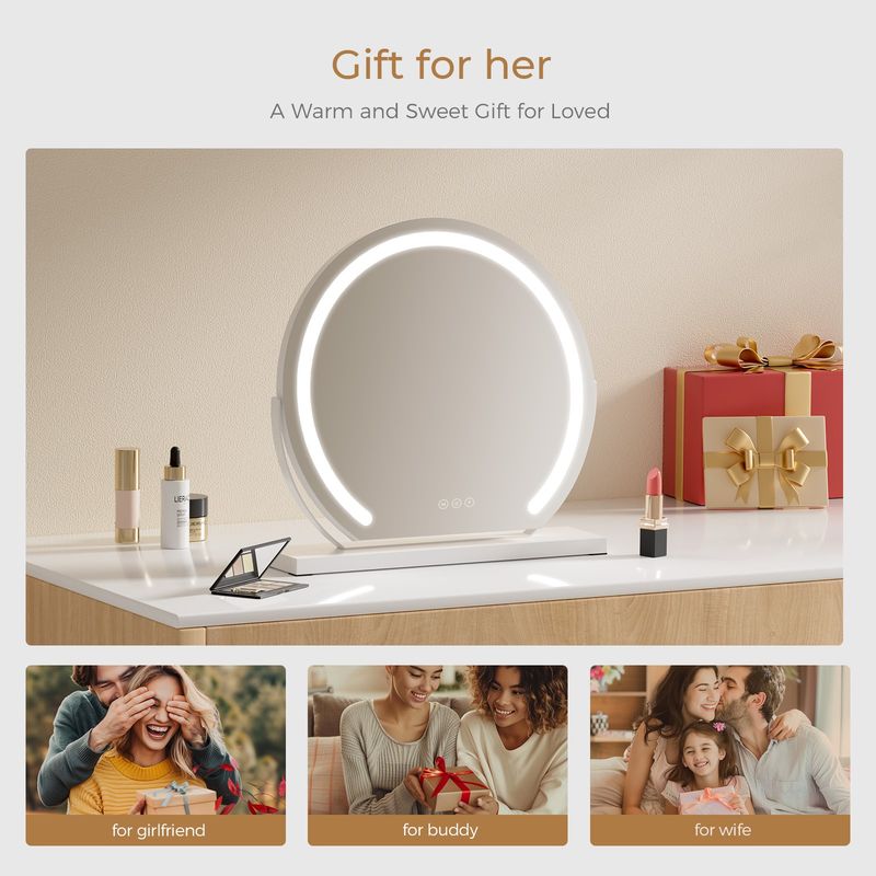 Hollywood Large Makeup Mirror Dimmable LED 3 Color Light Vanity Mirror_voghion.com