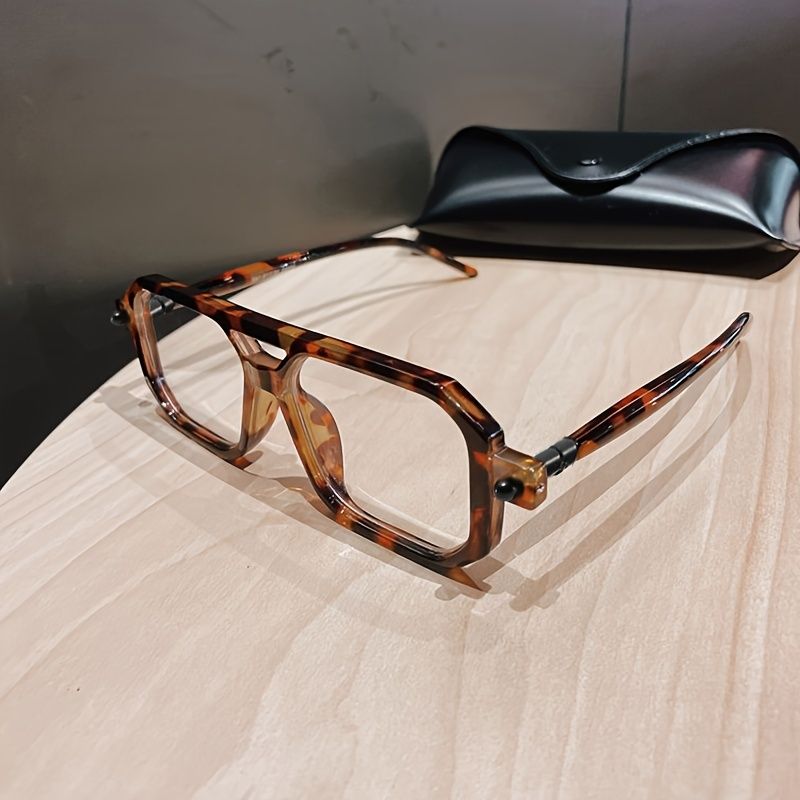 Trendy klassesch déck grouss Vintage Brëller mat duebele Brécken, Männer Fraen alldeeglech Schoulgeschäft Dekor, ideal_voghion.com