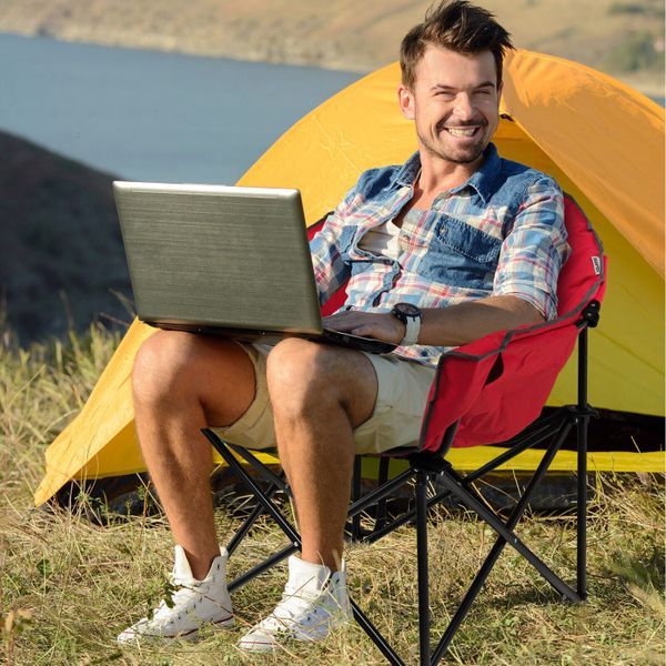 Folding Camping Moon Padded Chair With Carrying Bag_voghion.com