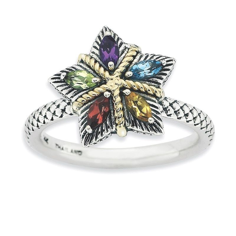 Sterling Silver & 14k Stackable Expressions Gemstone Antiqued Ring_voghion.com