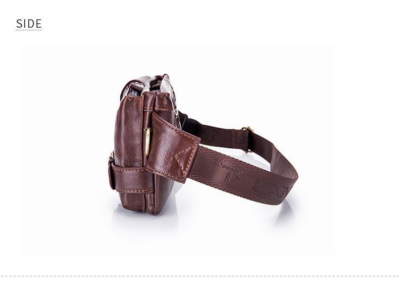Men's Chest Bag Small Phone Waist Bag Single Shoulder Messenger Multifunctional Genuine Leather Chest Cowhide Running Bag_voghion.com