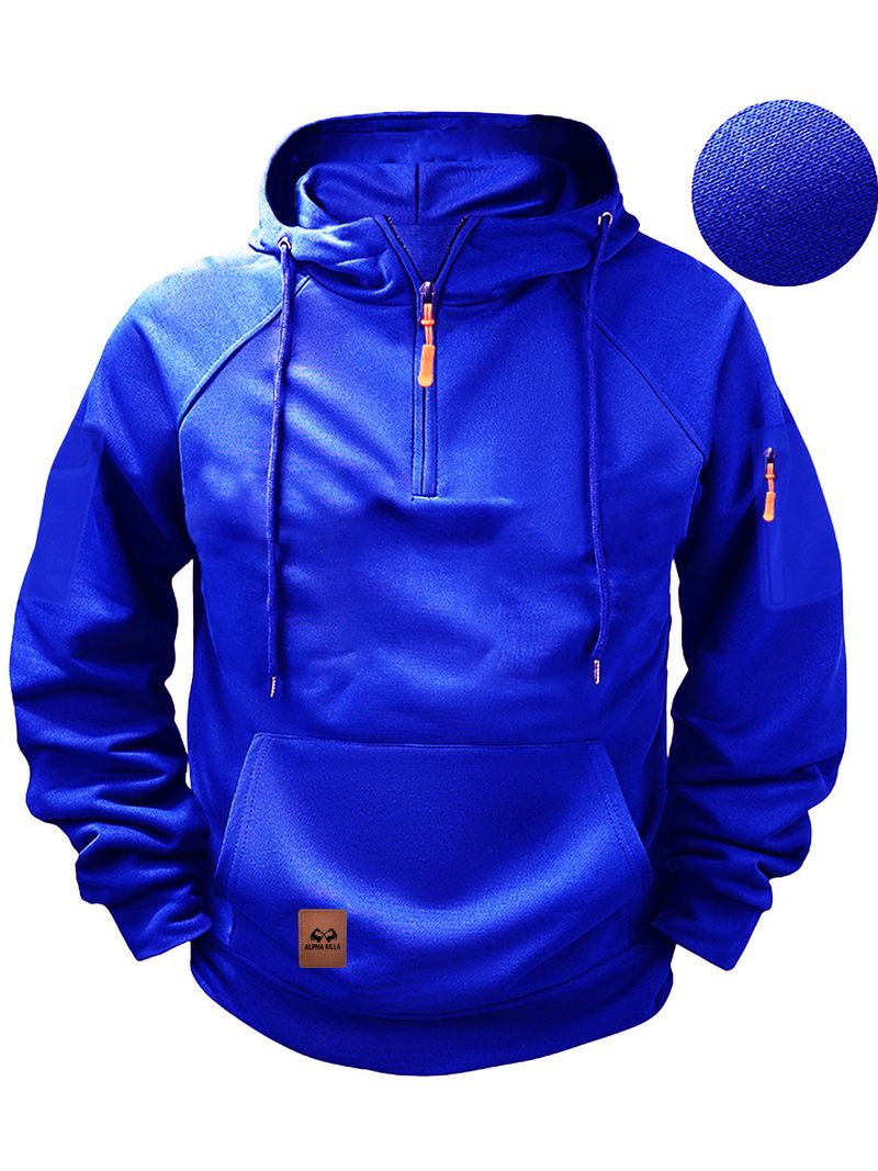 Herrenbekleidung – Kapuzenpullover mit Reißverschluss – Fleecegefüttert, mehrere Taschen, lässiger Pullover (Hellgrau, Dunkelbraun, Burgunderrot, Armeegrün, Weiß, Marineblau)_voghion.com