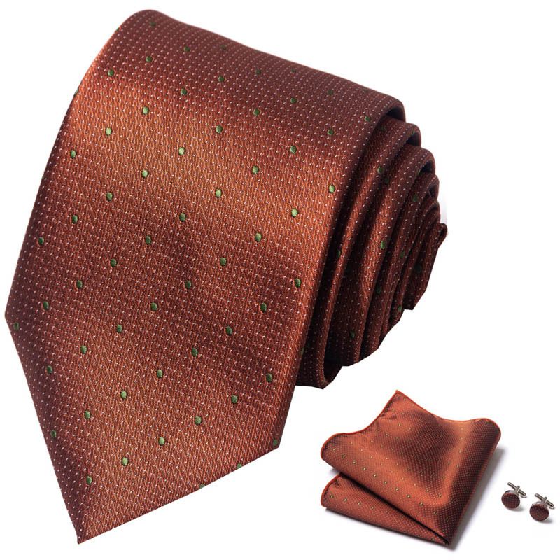 Corbata de seda de poliéster de alta calidad unisex para hombre, corbata formal de color sólido, bolsillo, toalla, gemelos, juego de jacquard_voghion.com