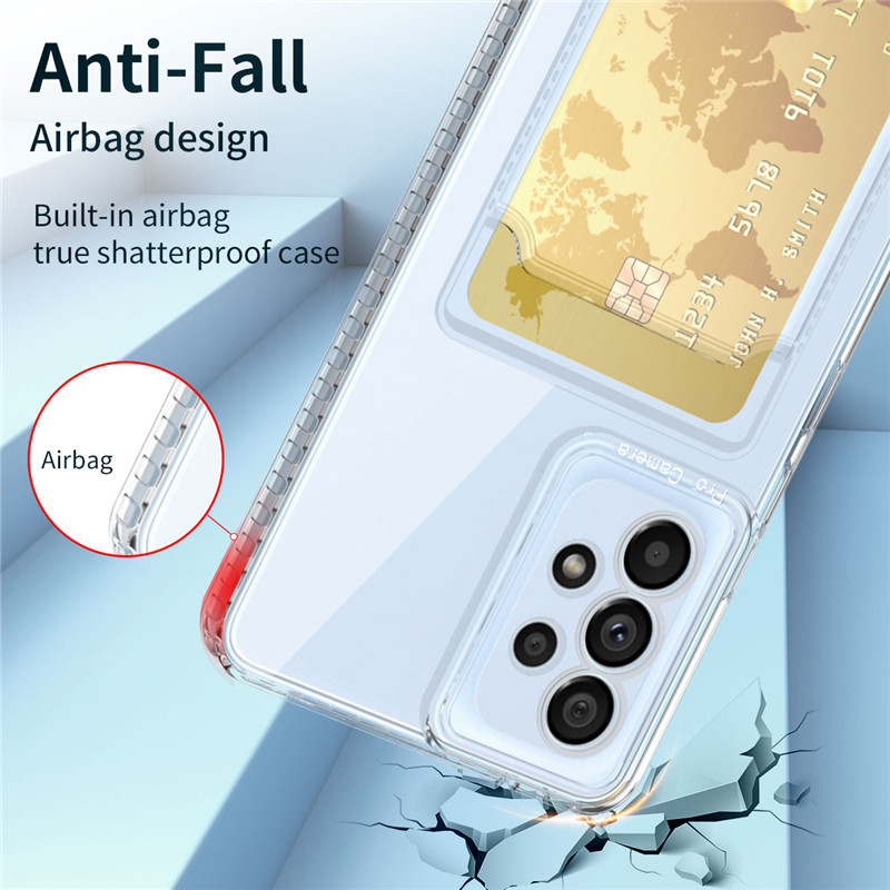 Transparent Card Bag Holder Clear Phone Case For Samsung Galaxy S21 S22 S23 Plus Note8 Note9 Note10 Note20 Ultra Soft TPU Shockproof Back Cover_voghion.com