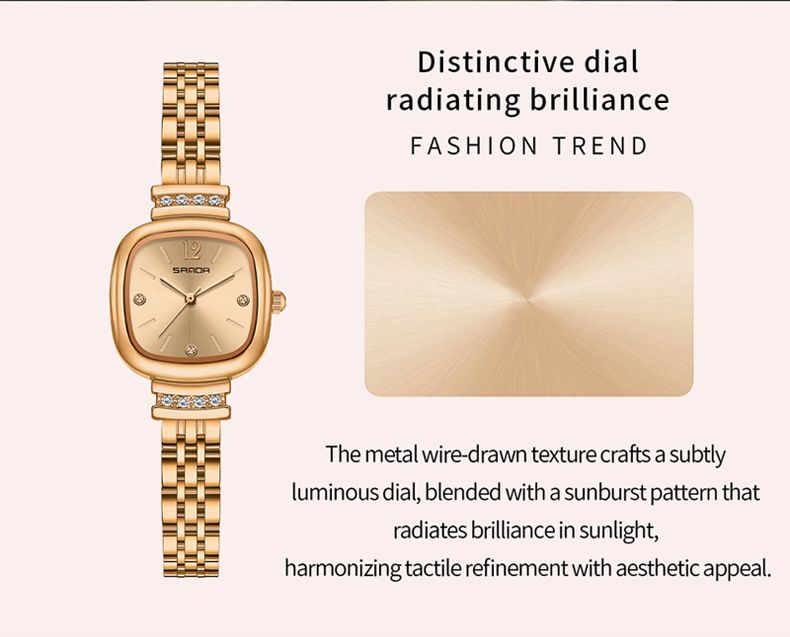 Orologio da donna al quarzo con diamanti, elegante e quadrato: sottile, resistente all'acqua e versatile, per abbigliamento casual e formale. Orologio alla moda, stile casual e versatile._voghion.com