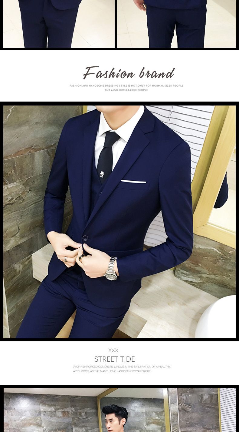 Terno masculino de três peças, slim fit, profissional, formal, para estudantes universitários, padrinho, pequeno, terno, noivo, nó_voghion.com
