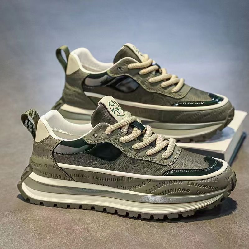 Color-Block Dad Sneakers für Herren, Frühling und Herbst, neue bequeme Lederschuhe, lässig, vielseitig, modisch_voghion.com