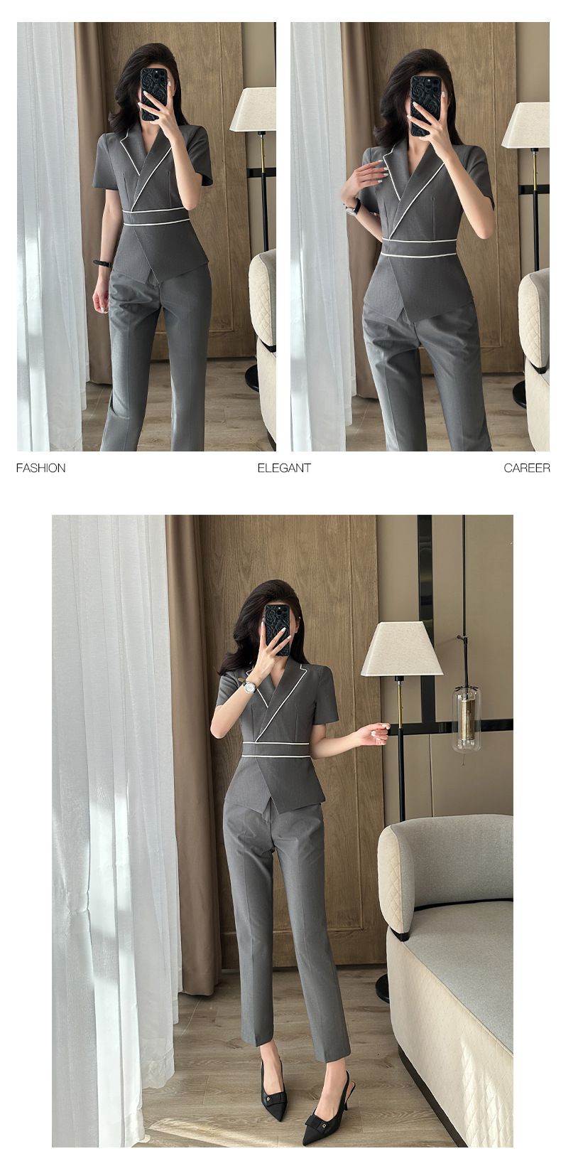 Completo professionale a maniche corte, centro benessere estivo per donne, tecnico di terapia del piede, abbigliamento da lavoro_voghion.com