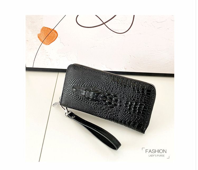Bolsos para hombre, nuevo bolso de mano grande con estampado de cocodrilo, de un solo tirador, con múltiples ranuras para tarjetas y gran capacidad, con cremallera para teléfono móvil, moderno._voghion.com