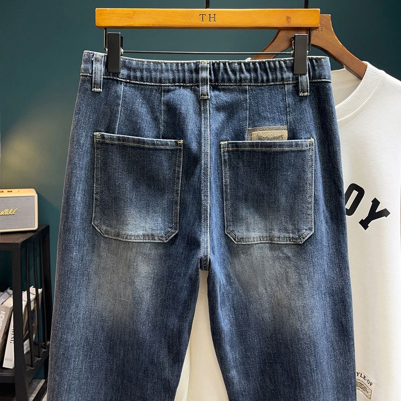 Autumn And Winter New American Retro Jeans Men's Loose Stretch Comfortable Men's Wasteland Style Retro Washed Distressed Denim Trousers_voghion.com