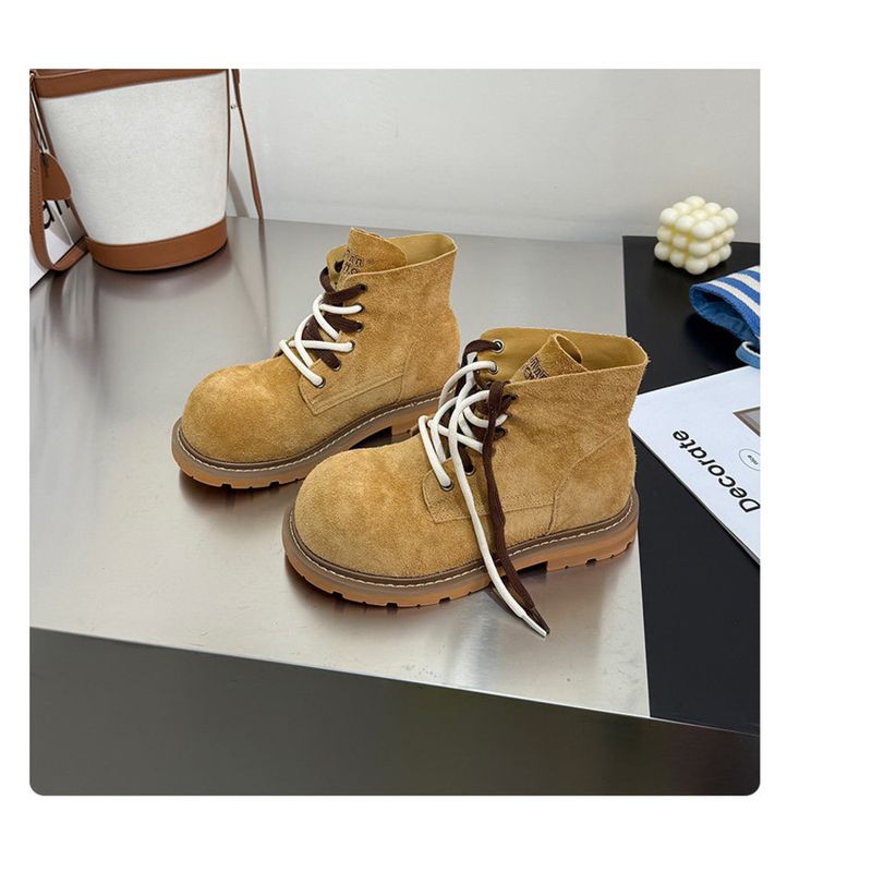 Cowhide Version Of The Leather Thick Bottom Height Martin Boots_voghion.com