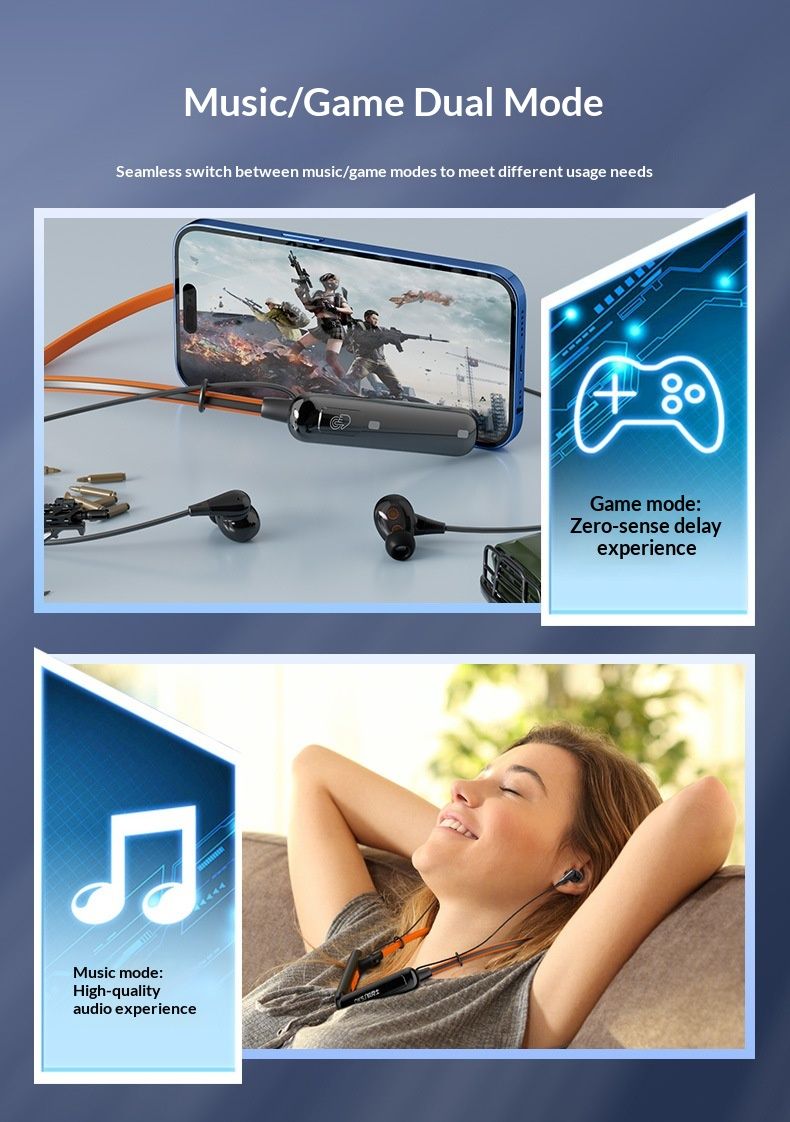 NeoGear 2024 Nouveau tour de cou sans fil Bluetooth avec réduction de bruit intelligente, commande vocale et longue autonomie pour le sport_voghion.com