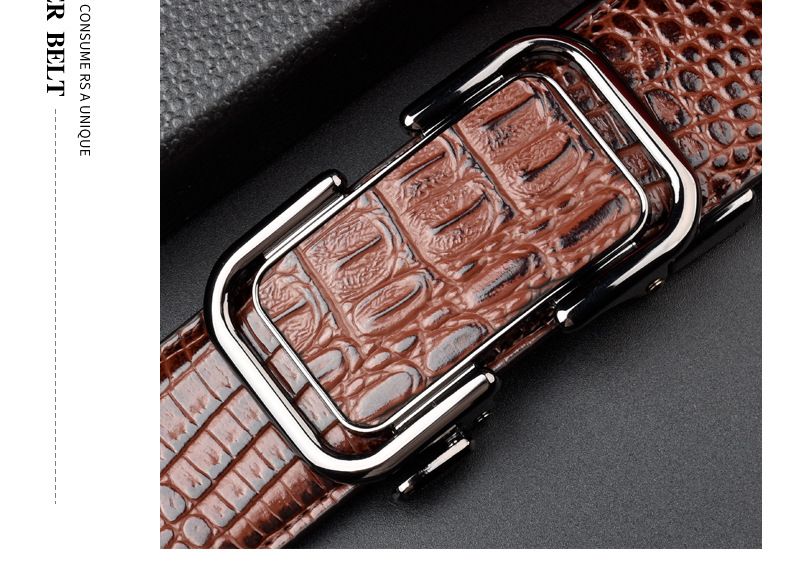 2024 Nyt bælte til mænd Luksuriøst bælte med krokodillemønster Automatisk spænde Moderigtigt temperament herrebælte_voghion.com