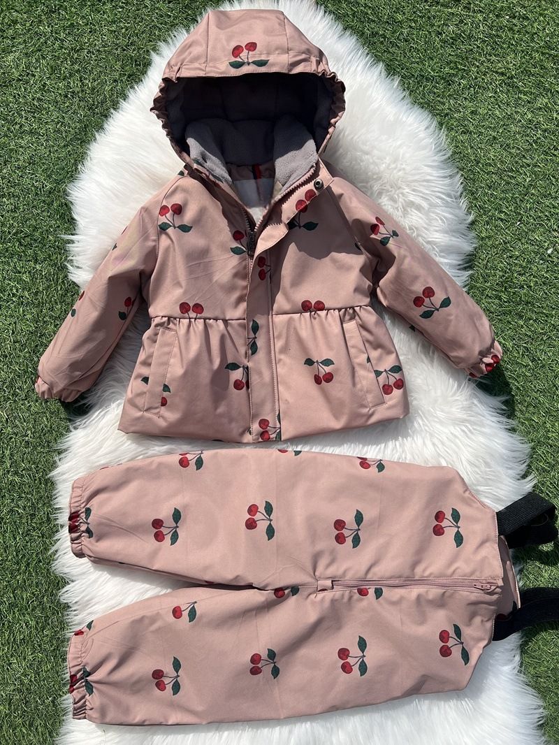 Girls' Spring Outfit Set - Floral Print Long Sleeve Top & Pants, Soft Pink & Neutral Tones, Comfortable & Stylish For Ages 3-8_voghion.com