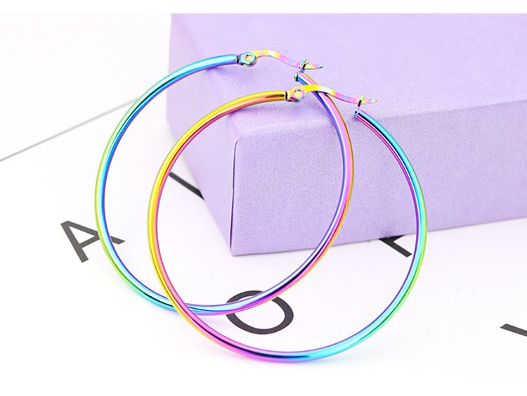 Simple stainless plain ring exaggerated large for men and women, high-end feeling, titanium steel fashionable ear buckle_voghion.com