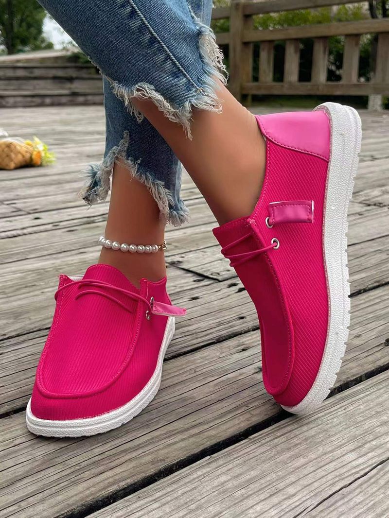 Damenschuhe große Größe helle Farbe Canvas Schuhe_voghion.com