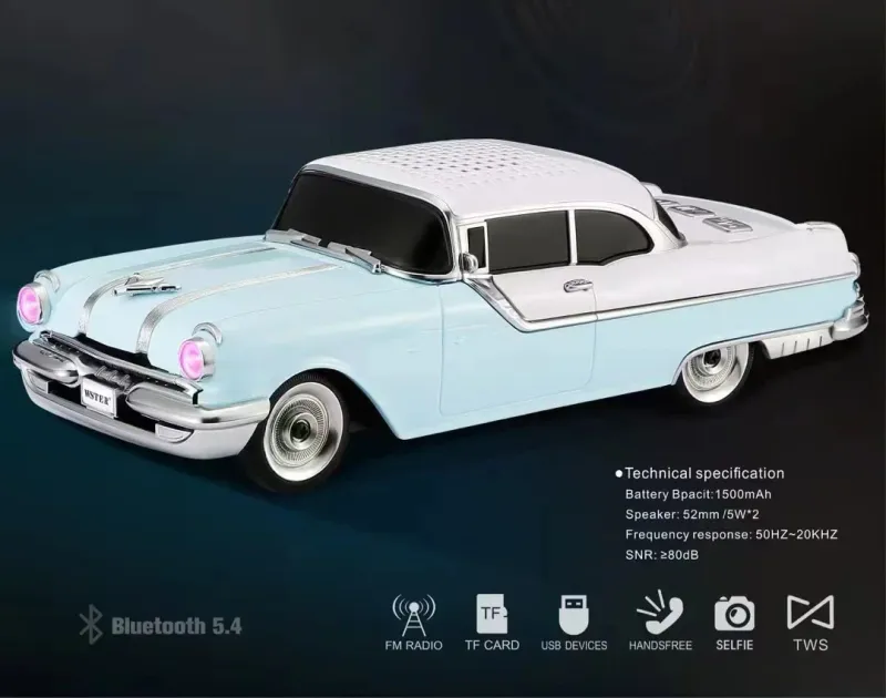 Drahtloser Bluetooth-Computerlautsprecher in klassischer Autoform mit Subwoofer, TF-Karte, U-Disk, FM-Radio, AUX, TWS, multifunktional_voghion.com