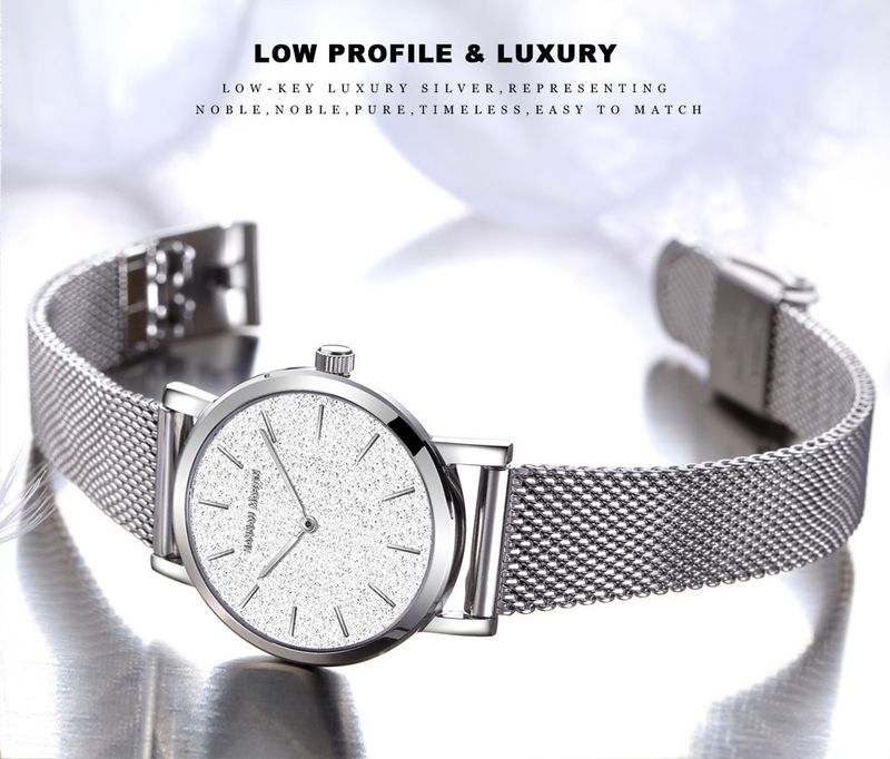Women's Elegant Waterproof Watch With Quartz Movement, Stainless Steel Band, Mineral Crystal Glass, 30M Water Resistance_voghion.com
