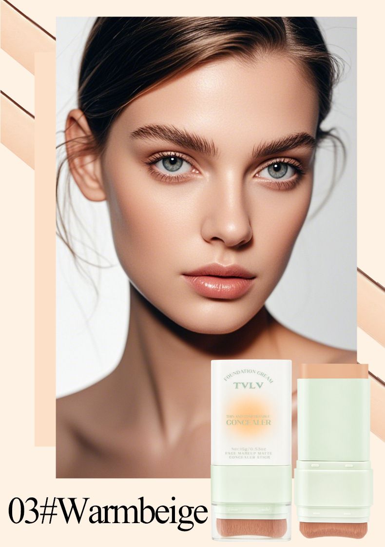 Cross Border Foreign Trade TVLV Makeup Concealer Foundation Stick Five Colors Summer Waterproof No Makeup No Powder Lazy Double Headed Powder_voghion.com