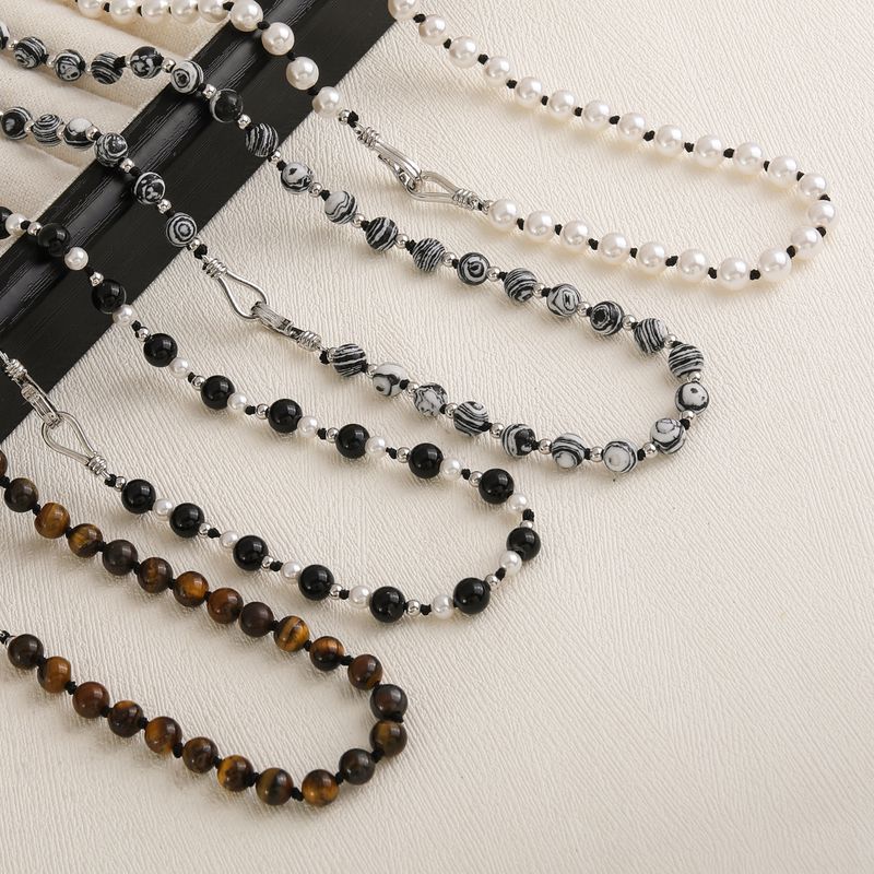 Casual Irregular Glass Tiger Eye Copper Beaded Chain Beaded Necklaces Wholesale_voghion.com