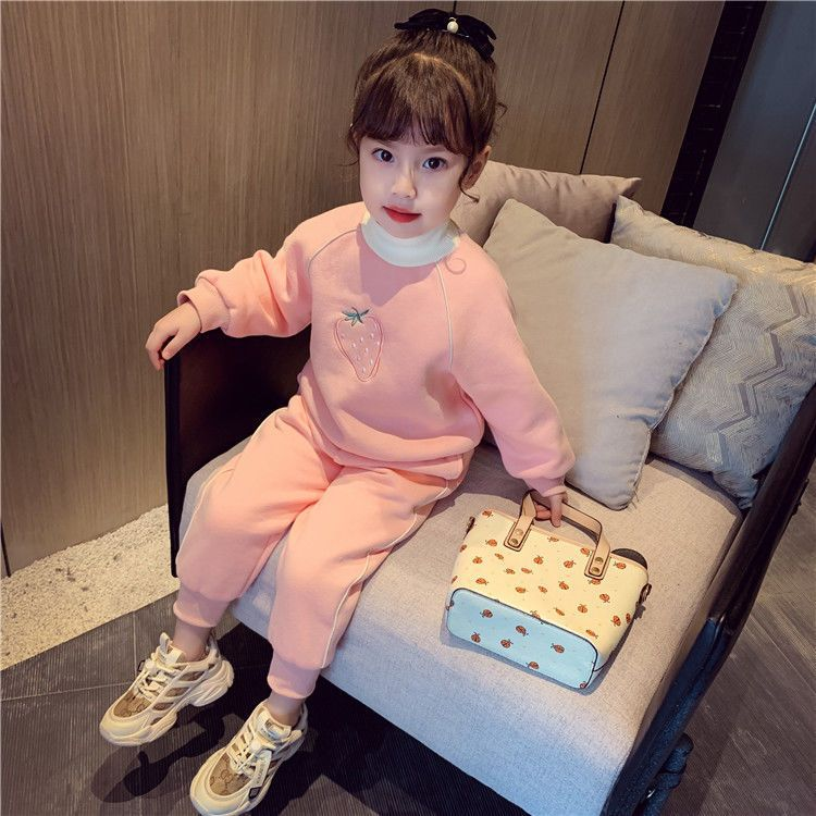 Pull épais en peluche pour filles de 2-5-7 ans, ensemble deux pièces, à la mode, pour petite fille, automne/hiver, nouvelle collection_voghion.com