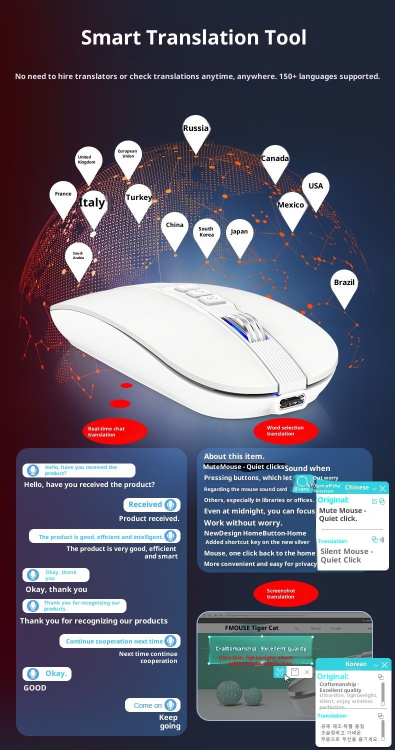 Digitex Digitex AI Smart Voice Wireless Bluetooth Dual Mode Mouse Compatible With Typing Translation Gift IPad Silent Office_voghion.com