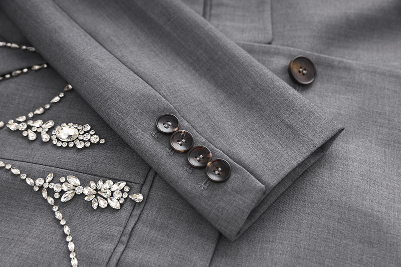Women's Clothing Middle Eastern Style Super Heavy Beaded Suit Dress Gray Temperament Dress Skirt_voghion.com